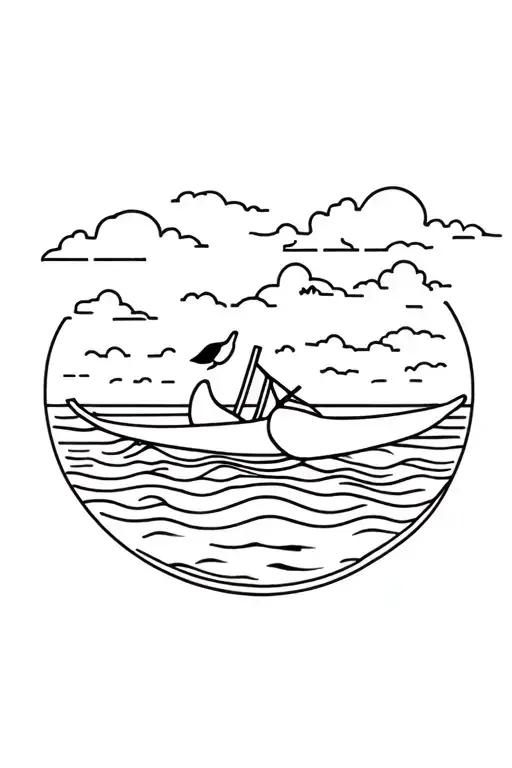 animal, ocean, canoe tattoo design idea
