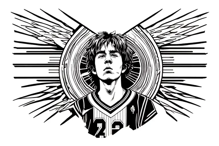 open heaven gates teenage boy with jersey #22 tattoo design idea