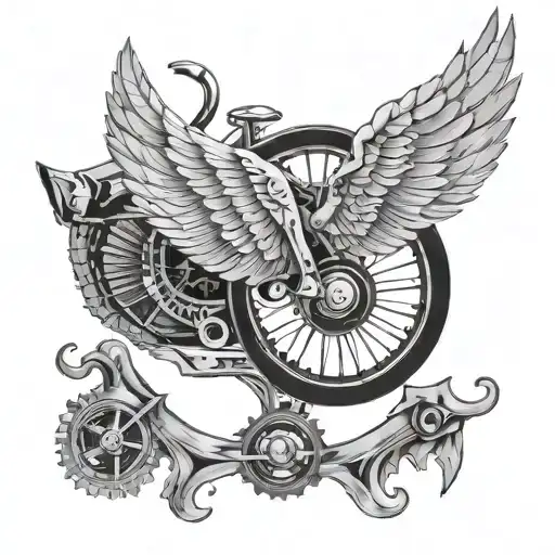 wings and wheel tattoo design idea