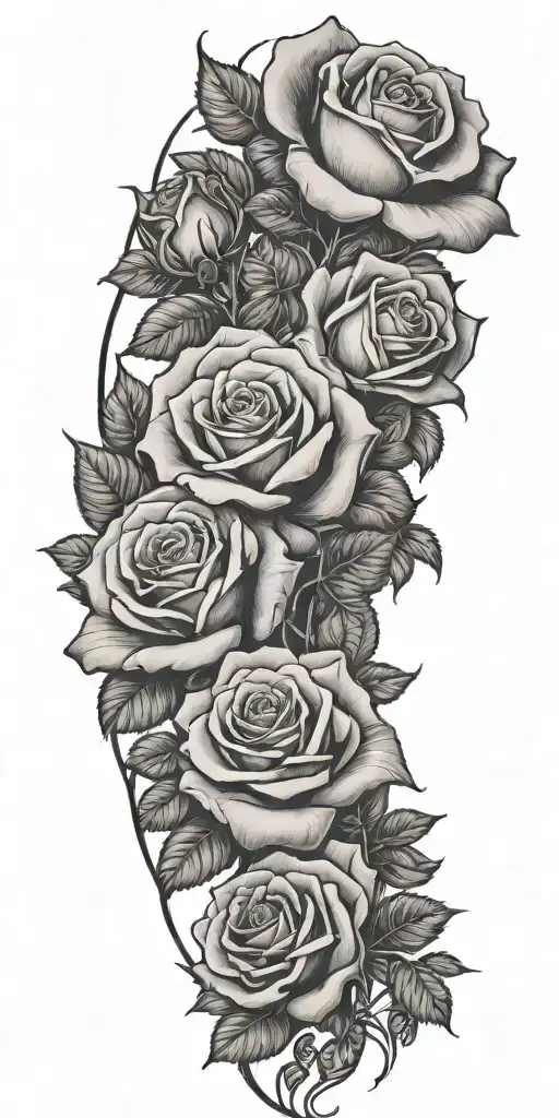 big and thick rose bush with 20 roses tattoo design idea