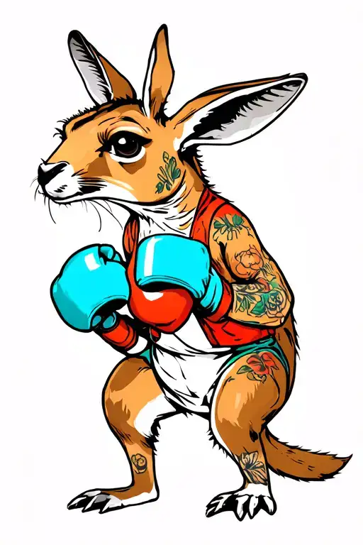kangaroo boxing person tattoo design idea