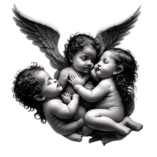 3 Baby Angels tattoo design idea