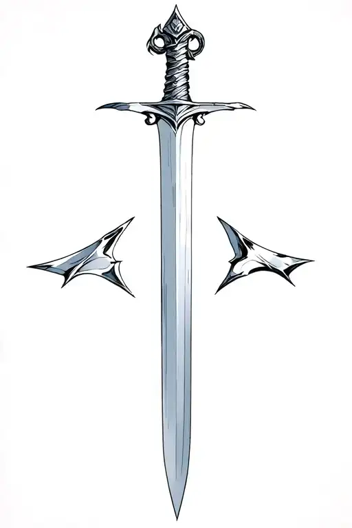 sword of gryfindor next to the shards of narsil upside down tattoo design idea