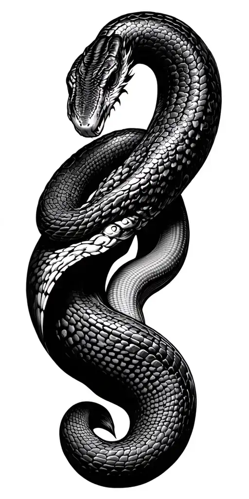 anaconda wrapped around arm sleeve tattoo design idea