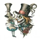 characters from the Alice in Wonderland tattoo design idea