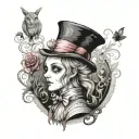 characters from the Alice in Wonderland tattoo design idea