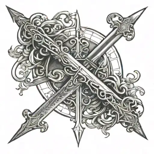 sword renaissance tattoo moon long sword intertwined tattoo design idea