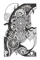 blackout with geometric negative space tattoo design idea