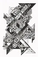 blackout with geometric negative space tattoo design idea