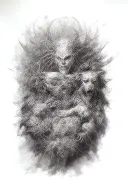 hades holding cerberus tattoo design idea