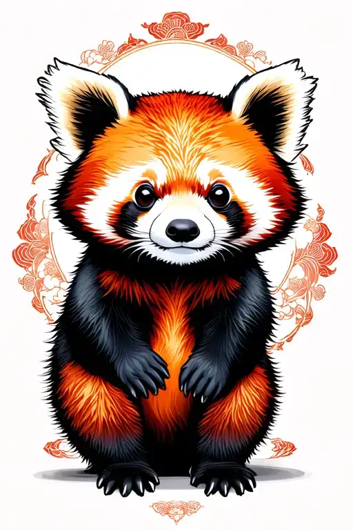 Japanese style Red Panda tattoo design idea