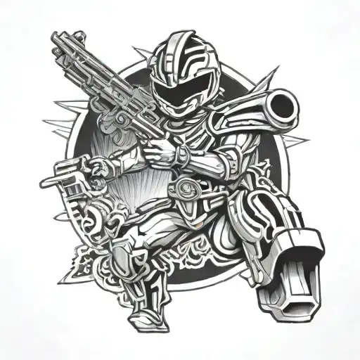 tommy gun morphing power rangers tattoo design idea