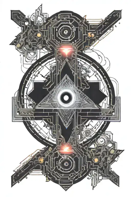 black hole event horizon with circuitry tattoo design idea