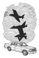 compus aeroplan car driving tattoo design idea