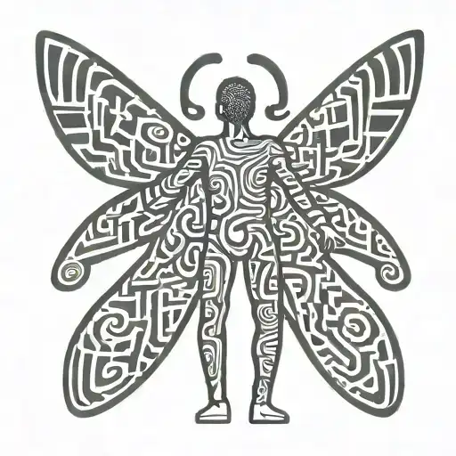 gay man with butterfly wings symbol of  coming out make it keith haring style, sexual, cutesy tattoo design idea