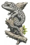 leopard gecko wrapped on log tattoo design idea