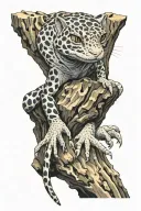 leopard gecko wrapped on log tattoo design idea