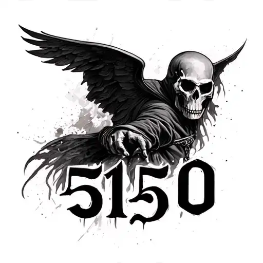 numbers 5150 with reaper tattoo design idea