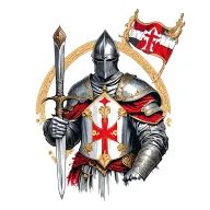 knights Templar knight holding sword tattoo design idea