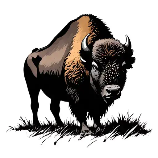 bison silhouette tattoo design idea