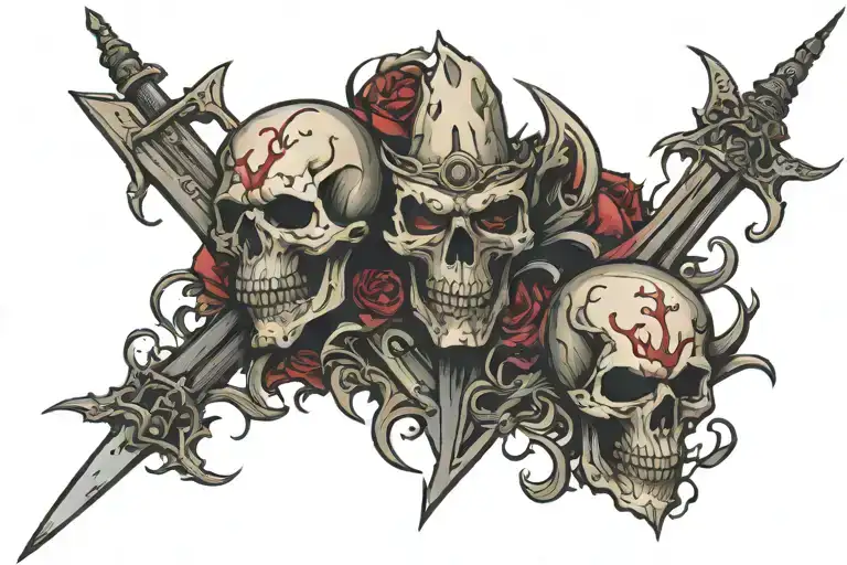 wrath and mercy impaled by a sword tattoo design idea