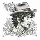 bob dylan inspired small tattoo design idea