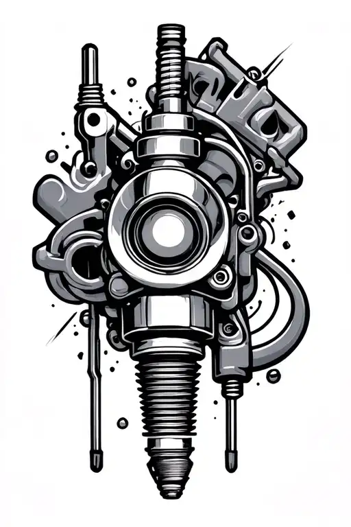 turbo and glow plug outline with little shadowing tattoo design idea