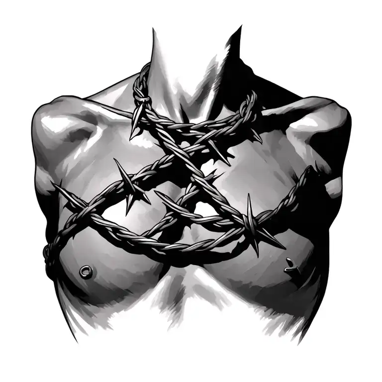 loose barbed wire necklace Base of the neck (back): starting anchor pointDrapes over trapezius muscles like an actual  tattoo design idea