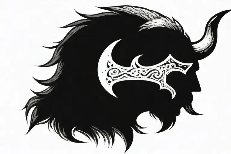 viking moon tattoo design idea