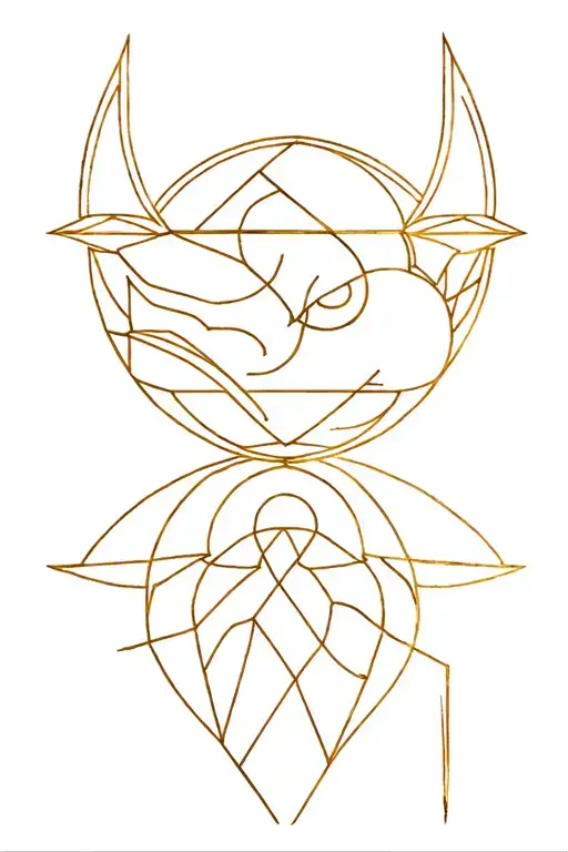 Tattoo design in geometric style: Fox, Moon, Elements of the Golden Section, Fractal of many Mandelbrot, Mobius tape tattoo design idea