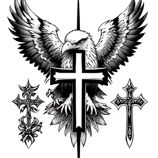 eagle and cross tattoo tattoo design idea