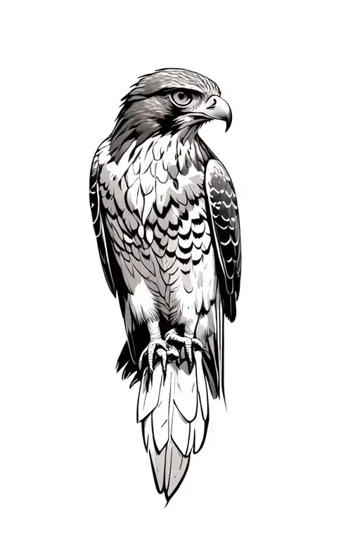 realistic red tailed hawk tattoo design idea