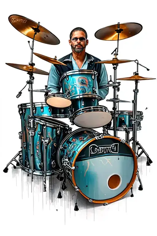 Bio mechanical drum set tattoo design idea