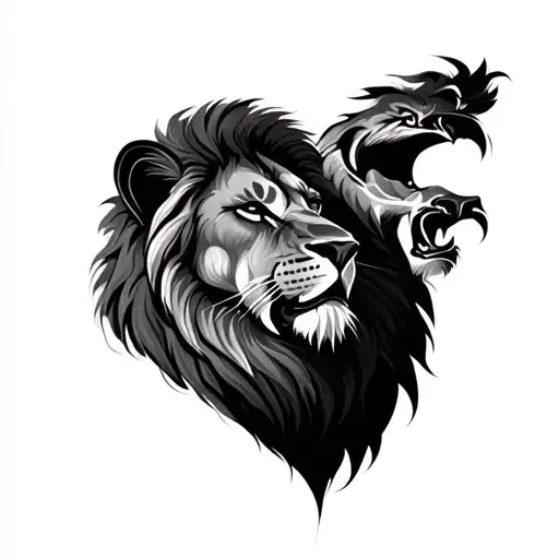 Father And Son Lion tattoo design idea