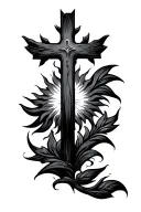 A cross with sun shining tattoo design idea