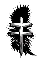 A cross with sun shining tattoo design idea