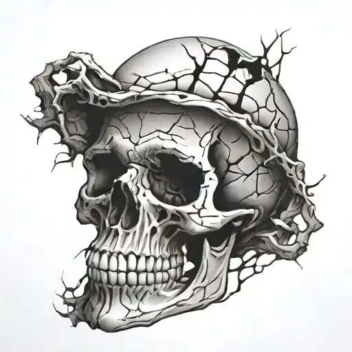 skull with cracks coming tattoo design idea