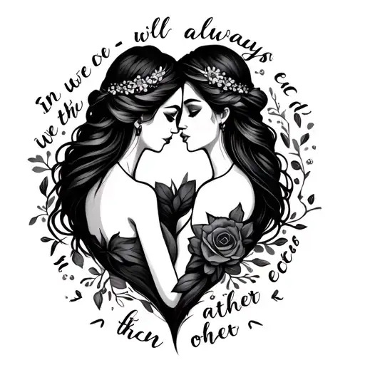 Matching sister tattoos for two sisters with the saying in the end we will always each other.  tattoo design idea