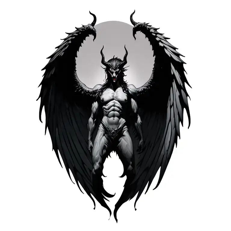 devil wings spread wide tattoo design idea