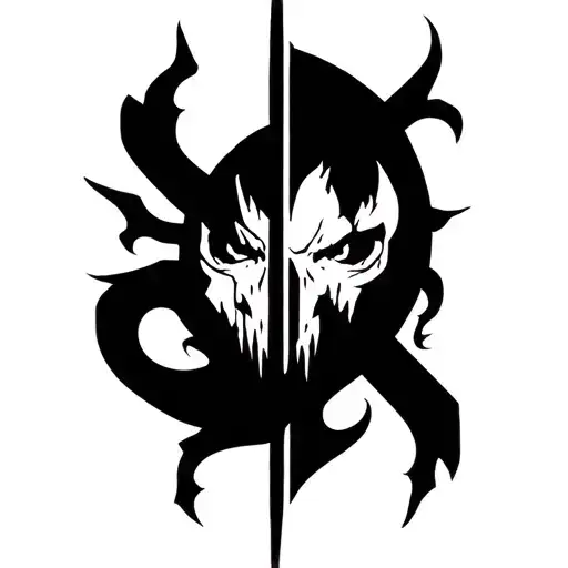 A tattoo combining elements of the Witcher and Stalker series, creating a unique crossover design tattoo design idea