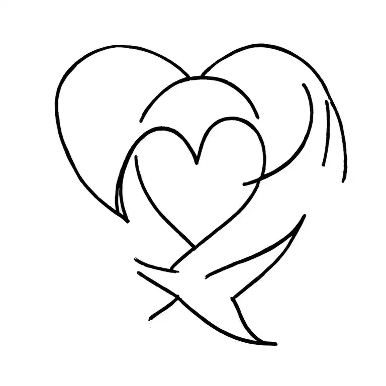 fine line heart symbol incorporating a sun and moon tattoo design idea