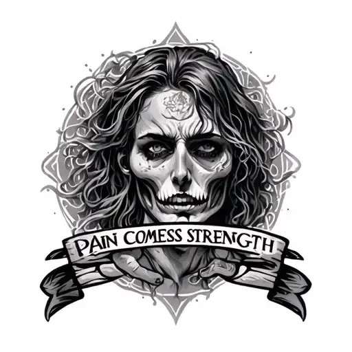 Pain Comes Strength tattoo design idea