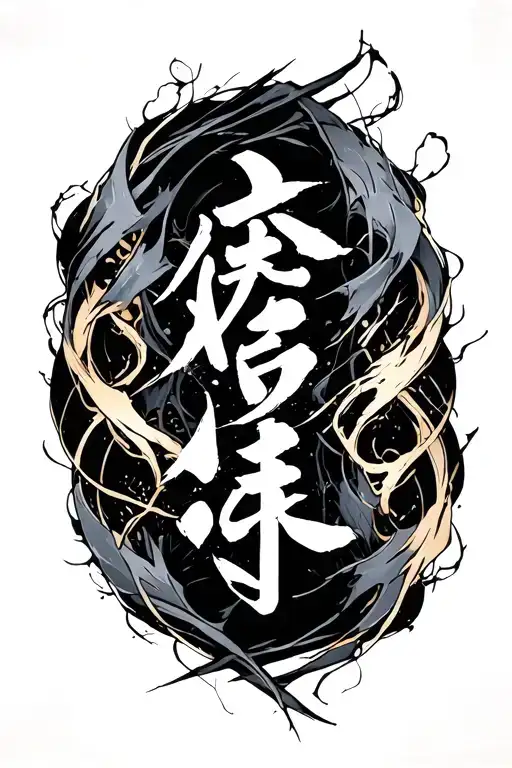 kintsugi kanji characters tattoo design idea