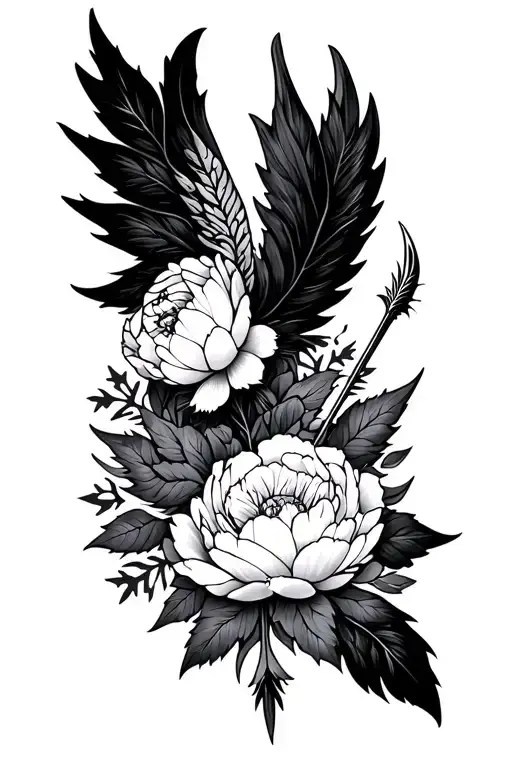 arrow / valkyrie / peony / celestial / viking snowflake tattoo design idea