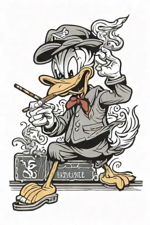Donald Duck smoking a joint street sign with Papakura on it tattoo design idea