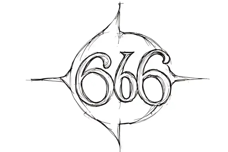 666 number tattoo design idea