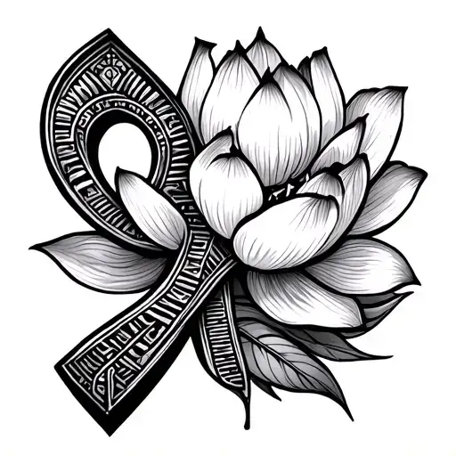 Egyptian ankh with lotus flower blooming tattoo design idea
