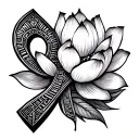 Egyptian ankh with lotus flower blooming tattoo design idea