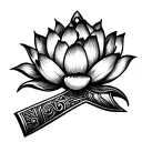 Egyptian ankh with lotus flower blooming tattoo design idea