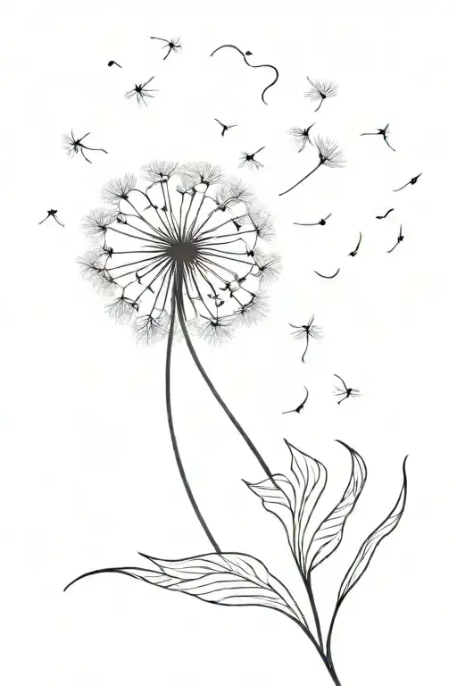 dandelion blowing tattoo design idea